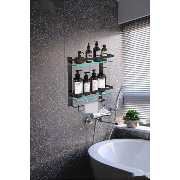 Ebern Designs Zerina Glass Wall Bathroom Shelves Wayfair